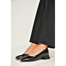 Fox Shoes T590122611 Siyah Kroko Baskı Kalın Topuklu Kadın Ayakkabı