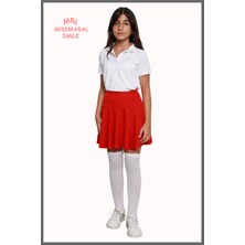 Miss Maral Kız Çocuk Okul Etek Kırmızı Yüksek Bel Içi Şortlu Okul-Oyun-Spor-Etkinlik Eteği