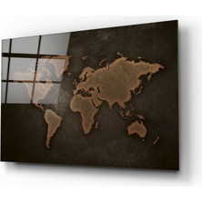 Barel Storm Dünya Haritası Cam Tablo |  Dekoratif, Ofis, Mutfak