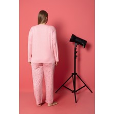 Büyük Beden Battal Interlok Uzun Kol Kadın Pijama Takımı