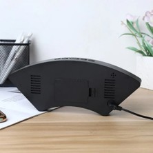 Dekoratif Masaüstü Dijital Saat Kavisli Sıcaklık Tarih Ölçen Şık USB Aynalı LED Işıklı Alarmlı Saat