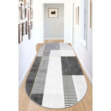 Chilai Home Pendor Grey Oval Dekoratif Halı Djt 60 x 100