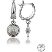 Kaufhier Swarovski Crystal Taşlı Gümüş Beyaz Sallantılı Kadın Küpe