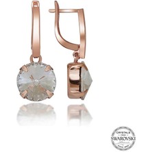 Kaufhier Swarovski Crystal Taşlı Gümüş Beyaz Sallantılı Kadın Küpe