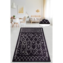 Chilai Home Chart Black Sıyah Dekoratif Özel Tasarım Modern Yıkanabilir Kaymaz Taban Halı Djt 80 x 120