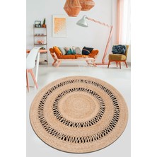 Chilai Home Jute Djt Çap Modern Tasarım Yıkanabilir Halı, Salon Halısı , Dekoratif Halı 200 x 200