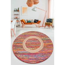 Chilai Home Colored Jute Djt Çap Modern Tasarım Yıkanabilir Halı, Salon Halısı , Dekoratif Halı 100 x 100