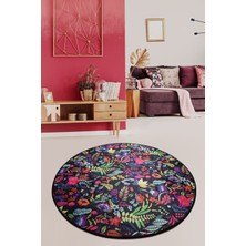 Chilai Home Pictura Siyah Djt Çap Dekoratif Modern Halı 140 x 140