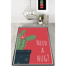 Chilai Home Pentola Kırmızı Djt Modern Tasarım Yıkanabilir Halı, Salon Halısı , Dekoratif Halı 80 x 200