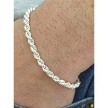 BymissMücevherat 925 Ayar Gümüş Halat Zincir Bileklik 5 mm