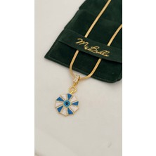 Mi Brillo Accessories Çelik Italyan Zincir Çarkıfelek Mineli Zirkon Taşlı Nazar Göz Kolye