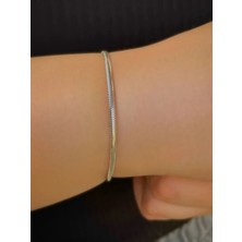 BymissMücevherat Balık Sırtı Gümüş Bileklik Unisex Balıksırtı Model 925 Ayar Gümüş Bileklik Taşsız Bileklik 3 mm