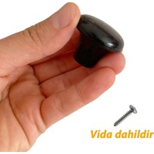 Glaswen 8 Adet Sert Plastik Mantar Düğme Kulp Siyah Dolap Mobilya Mutfak Dolabı Çekmece Kapak Kulpu Kulbu