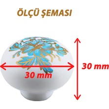 Glaswen 8 Adet Mavi Beyaz Ortanca Çiçek Desenli Polimer Düğme Kulp Mantar Mobilya Mutfak Dolabı Çekmece Kulpları