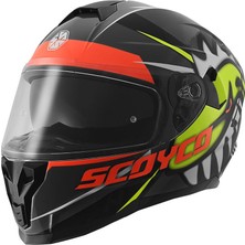 Scoyco FF-869 Shark Siyah-Gri-Neon Güneş Vizörlü Kapalı Kask