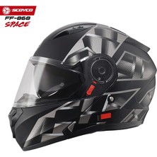 Scoyco FF-868 Space Mat Siyah-Gri Çene Açılır Güneş Vizörlü Kask