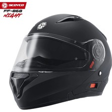 Scoyco FF-868 Nıght Mat Siyah Çene Açılır Güneş Vizörlü Kask