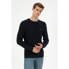 U.S. Polo Assn. Erkek Slim Fit Bisiklet Yaka Lacivert Basic Kazak 50298282-VR033