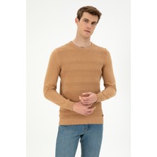 U.S. Polo Assn. Erkek Slim Fit Bisiklet Yaka Camel Kazak 50297064-VR015