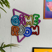 Neon Game Room Duvar Dekoru - Metal Üzerine Renkli LED Işık ile Oyun Odası Aydınlatması | 48 cm x 52 cm