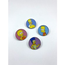 Yaya Design Co The Simpsons Temalı Parlak Baskılı 4'lü Metal Rozet Seti