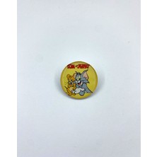 Yaya Design Co Tom ve Jerry Temalı Parlak Baskılı 4'lü Metal Rozet Seti