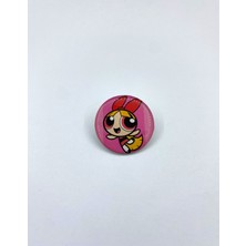 Yaya Design Co Powerpuff Girls Temalı Parlak Baskılı 4'lü Metal Rozet Seti