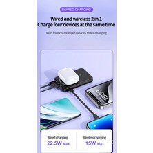 Ozmik QC01 22.5W Mini Powerbank Lightning ve Type-C 12000MAH Şarj Hızlı Şarj Kablosuz Şarj Cihazı