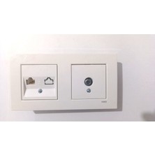 Viko Karre Beyaz Ikili Set Tv (F Konnektör) Uydu Prizi, Numeris(Telefon Prizi )