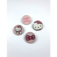 Yaya Design Co Hello Kitty Temalı Parlak Baskılı 4'lü Metal Rozet Seti