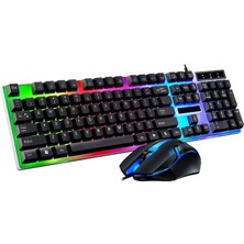 Gaman 3 Renk Rgb Aydınlatmalı Oyuncu Klavyesi+Mouse Set USB Kablolu Klavye