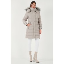 Lela Regular Fit Çıkarılabilir Kapüşonlu Fermuarlı Cepli Şişme Mont Kadın Mont 497EMİLY