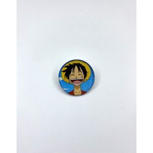 Yaya Design Co Anime One Piece Luffy Temalı 4'lü Parlak Baskılı Metal Rozet Seti