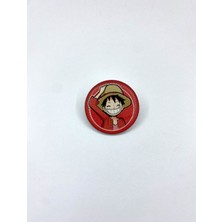 Yaya Design Co Anime One Piece Luffy Temalı 4'lü Parlak Baskılı Metal Rozet Seti