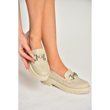 S996613009 Bej Kalın Tabanlı Makosen Ayakkabı