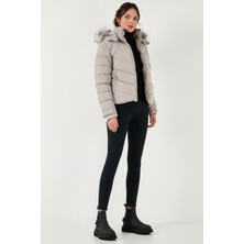 Lela Regular Fit Çıkarılabilir Kapüşonlu Fermuarlı Cepli Şişme Mont Kadın Mont 497DİNA