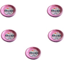 My EBİ Kullan At Renkli Pembe Parti Davet Plastik Tabak - 17  cm . - 25 Adetlik 5 Paket