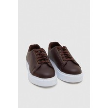 Kahverengi Kalın Beyaz Tabanlı Bağcıklı Sneaker Ayakkabi 0EC09ORT0378