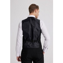Slim Fit Siyah Mono Yaka Tek Yırtmaçlı Astarlı Takim Elbise Yelekli 4HFY5ORT01599