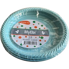 My EBİ Kullan At Renkli Turkuaz Parti Davet Plastik Tabak - 17  cm . - 25 Adetlik 5 Paket