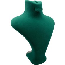 Megass Dekor Yerli Üretim Londra Model Süet Kumaş Yeşil Renk 28/22CM Takım Kolye-Küpe-Yüzük Sergileme Mankeni