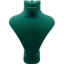 Megass Dekor Yerli Üretim Londra Model Süet Kumaş Yeşil Renk 28/22CM Takım Kolye-Küpe-Yüzük Sergileme Mankeni