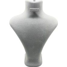 Megass Dekor Yerli Üretim Londra Model Süet Kumaş Gri Renk 28/ 22  cm Takım Kolye-Küpe-Yüzük Sergileme Mankeni