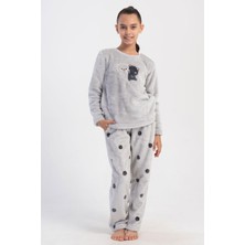 Kız Çocuk Uzun Kol Welsoft Gri Pijama Takım C4T5N1O304