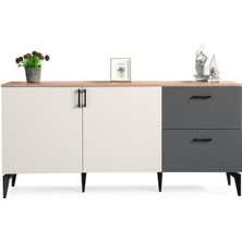 Sivas Gözde Mobilya Gökçe 2 Kapaklı 2 Çekmeceli Konsol Büfe 180X45X85.5