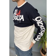 Baskılı Bisiklet Yaka Oversize Ince Sweatshirt