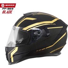 Scoyco FF-869 Blade Mat Siyah-Gold Güneş Vizörlü Kapalı Kask