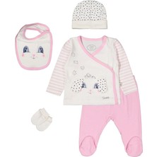 Tongs Baby Yenidoğan Kız Bebek Hediye Popcorn Organik Pamuk 5'li Pembe Hastane Çıkış Set/takım