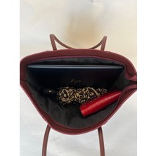 Melecco Bordo Kadın Büyük Geniş Çanta Evrak Okul Iş Çantası Omuz ve El Çantası Laptop Üniversite Spor Çanta