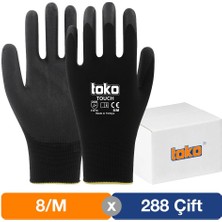 Toko Touch Siyah Poliüretan Kaplı Polyester Örme Eldiven No: 8/M - 288'LI Paket